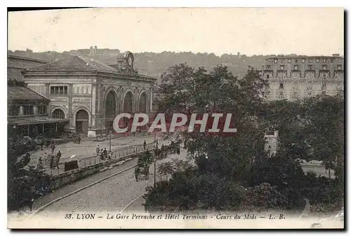 Cartes postales Lyon La Gare Perrache et Hotel Terminal Cours du Midi