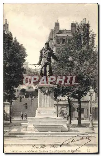 Cartes postales Lyon La Statue de Blandan et le Monument de Burdeau