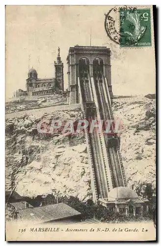 Cartes postales Marseille Ascenseurs de N D de la Garde