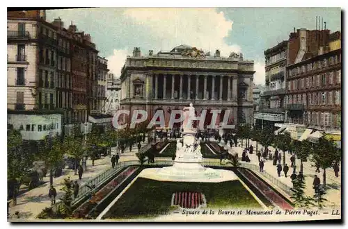 Ansichtskarte AK Marseille Square de la Bourse et Monument de Pierre Puget