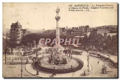 Ansichtskarte AK Marseille La Fontaine Cantini et Avenue du Prado