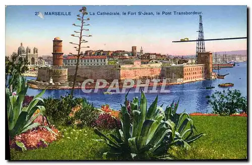 Cartes postales Marseille La Cathedrale le Fort St Jean le Pont Transbordeur