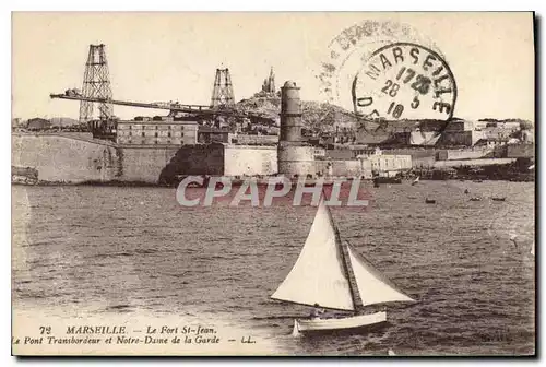 Ansichtskarte AK Marseille Le Fort St Jean La Pont Transbordeur et Notre Dame de la Garde