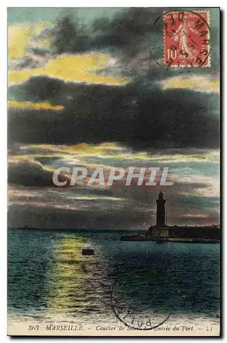 Cartes postales Marseille Coucher de Solee a l'Entree du Port