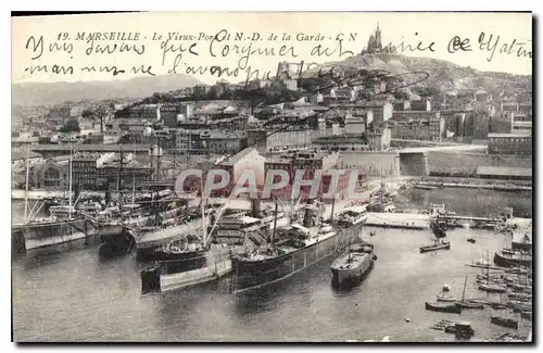 Cartes postales Marseille Le Vieux Port et Notre Dame de la Garde