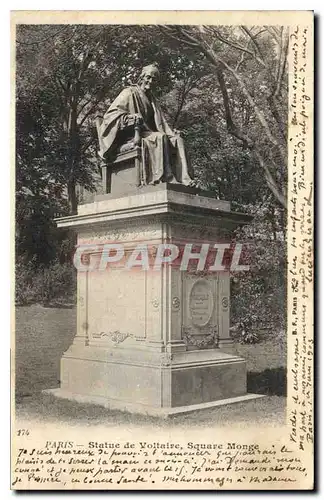 Cartes postales Paris Statue de Voltaire Square Monge