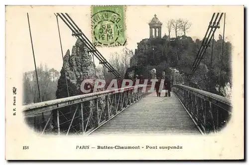 Cartes postales Paris Buttes Chaumont Pont suspendu