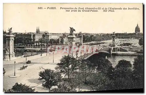 Ansichtskarte AK Paris Perspective du Pont Alexandre III et de l'Esplanade des Invalides vue prise du Grand Palai