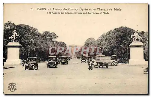 Ansichtskarte AK Paris L'Avenue des Champs Elysees et les Chevaux de Marly