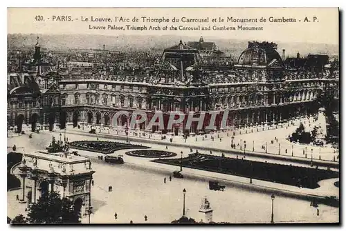 Ansichtskarte AK Paris Le Louvre l'Arc de Triomphe du Carrousel et le Monument de Gambetta