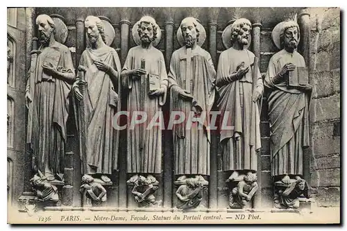 Cartes postales Paris Notre Dame Facade Statues du Portail Central