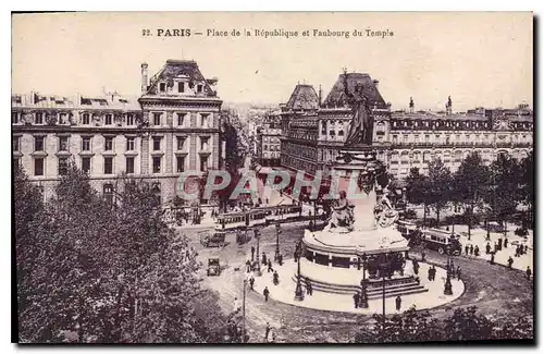 Cartes postales Paris Place de la Republique et Faubourg du Temple