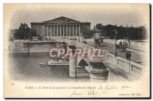 Cartes postales Paris Le Pont de la Concorde et la Chambre des Deputes