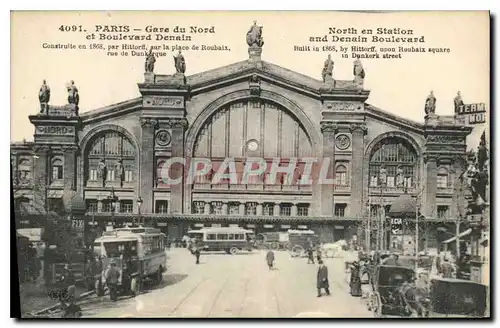 Ansichtskarte AK Paris Gare du Nord et Boulevard Denain