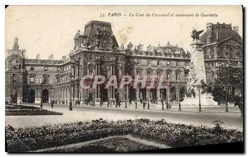 Cartes postales Paris La Cour du Carrousel et monument de Gambetta