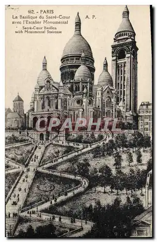 Cartes postales Paris La Basilique du Sacre Coeur avec l'Escalier Monumental