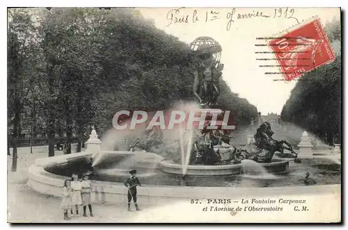 Cartes postales Paris La Fontaine Carpeaux et l'Avenue de l'Observatoire