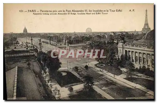 Cartes postales Paris Panorama pris vers le Pont Alexandre III les Invalides et la Tour Eiffel