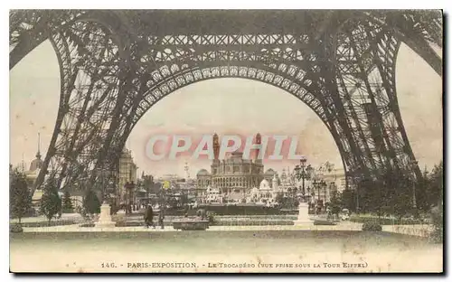 Cartes postales Paris Exposition le Trocadero vue prise sous la Tour Eiffel