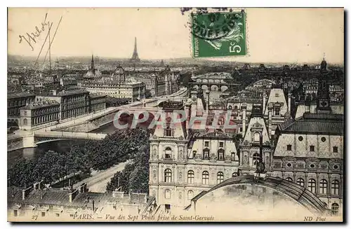 Cartes postales Paris Vue des Sept ponts prise de Saint Gervais