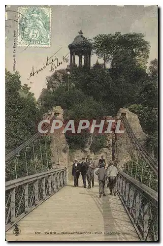 Cartes postales Paris Buttes Chaumont Pont suspendu