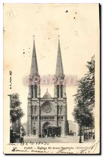 Cartes postales Paris Eglise St Jean Baptiste Belleville