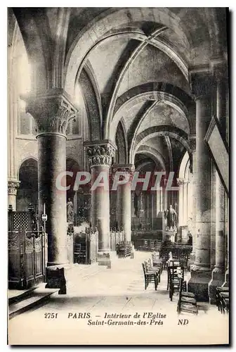 Cartes postales Paris Interieur de l'Eglise Saint Germain des Pres