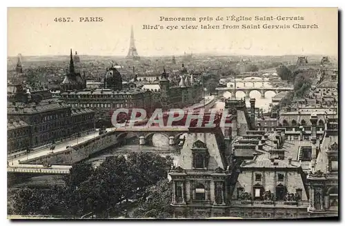 Cartes postales Paris Panorama pris de l'Eglise Saint Gervais