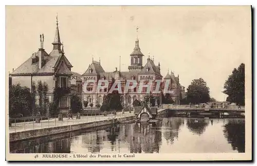 Ansichtskarte AK Mulhouse L'Hotel des Postes et le Canal