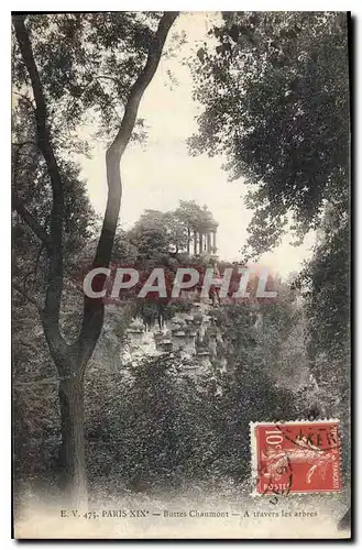 Cartes postales Paris Buttes Chaumont A travers les arbres