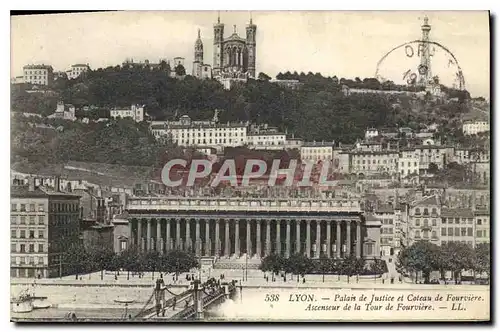 Cartes postales Lyon Palais de Justice et Coteau de Fourviere Ascenseur de la Tour de Fourviere