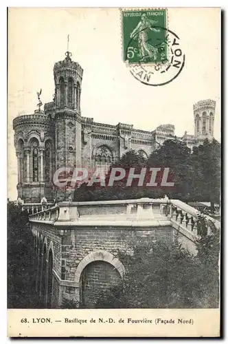 Cartes postales Lyon Basilique de ND de Fourviere Facade Nord