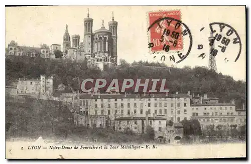 Cartes postales Lyon Notre Dame de Fourviere et la Tour Metallique