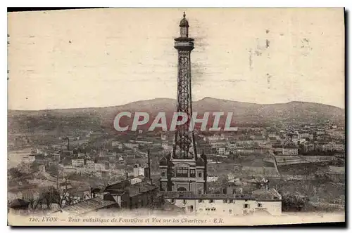 Cartes postales Lyon Tour metallique de Fourviere et Vue sur les Chartreux