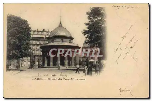 Cartes postales Paris Entree du Parc Monceaux