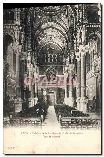 Cartes postales Lyon Interieur de la Basilique de ND de Fourviere Vue de l'Entree