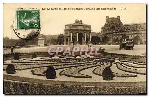 Cartes postales Paris Le Louvre et les nouveaux Jardins du Carrousel