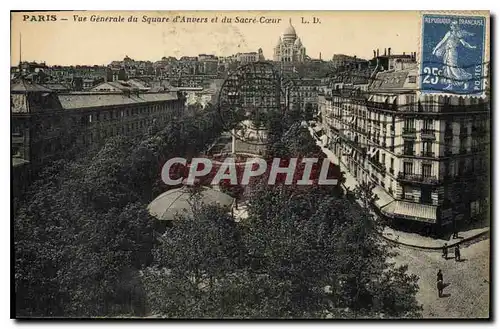 Cartes postales Paris Vue Generale du Square d'Anvers et du Sacre Coeur