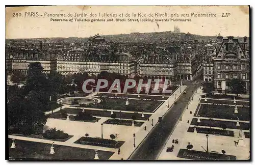 Cartes postales Paris Panorama du Jardin des Tuilleries et de la Rue de Rivolu pris vers Montmartre