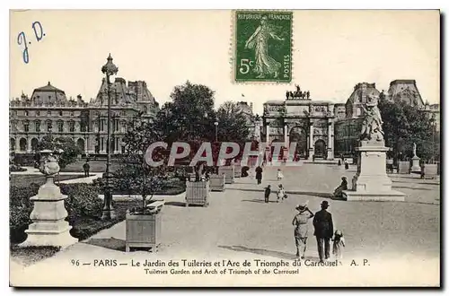 Ansichtskarte AK Paris Le Jardin des Tuileries et l'Arc de Triomphe du Carrousel