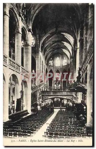 Cartes postales Paris Eglise Saint Etienne du Mont La Nef