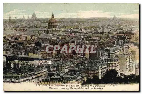 Cartes postales Paris Panorama pris vers les Invalides et le Pantheon