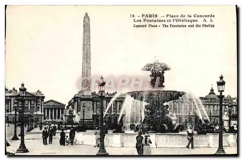 Ansichtskarte AK Paris Place de la Concorde Les Fontaines et l'Obelisque