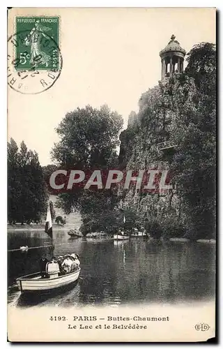 Ansichtskarte AK Paris Buttes Chaumont Le Lac et le Belvedere