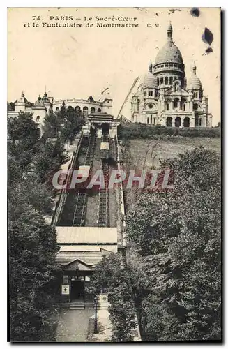 Cartes postales Paris Le Sacre Coeur et le Funiculaire de Montmartre