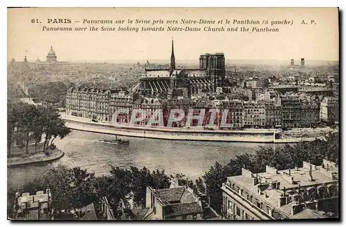 Ansichtskarte AK Paris Panorama sur la Seine pris vers Notre Dame et le Pantheon