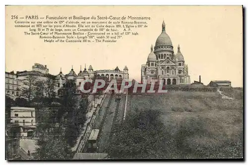 Cartes postales Paris Funiculaire et Basilique du Sacre Coeur de Montmartre