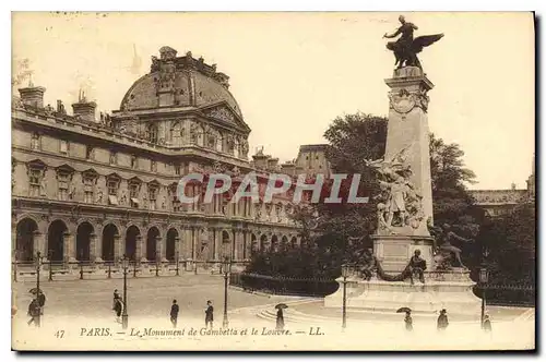 Ansichtskarte AK Paris Le Monument de Gambetta et le Louvre