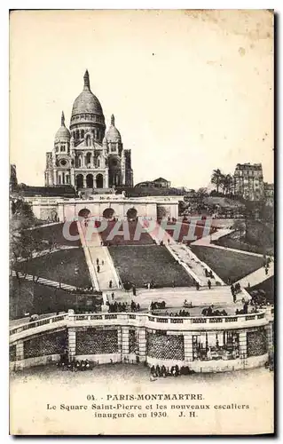 Cartes postales Paris Montmartre Le Square Saint Pierre et les nouveaux escaliers inaugures en 1930