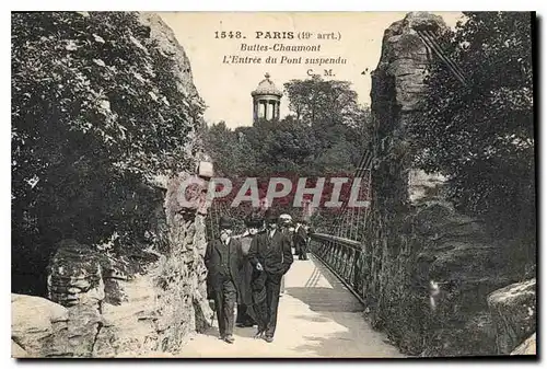 Ansichtskarte AK Paris Buttes Chaumont L'Entree du Pont suspendu